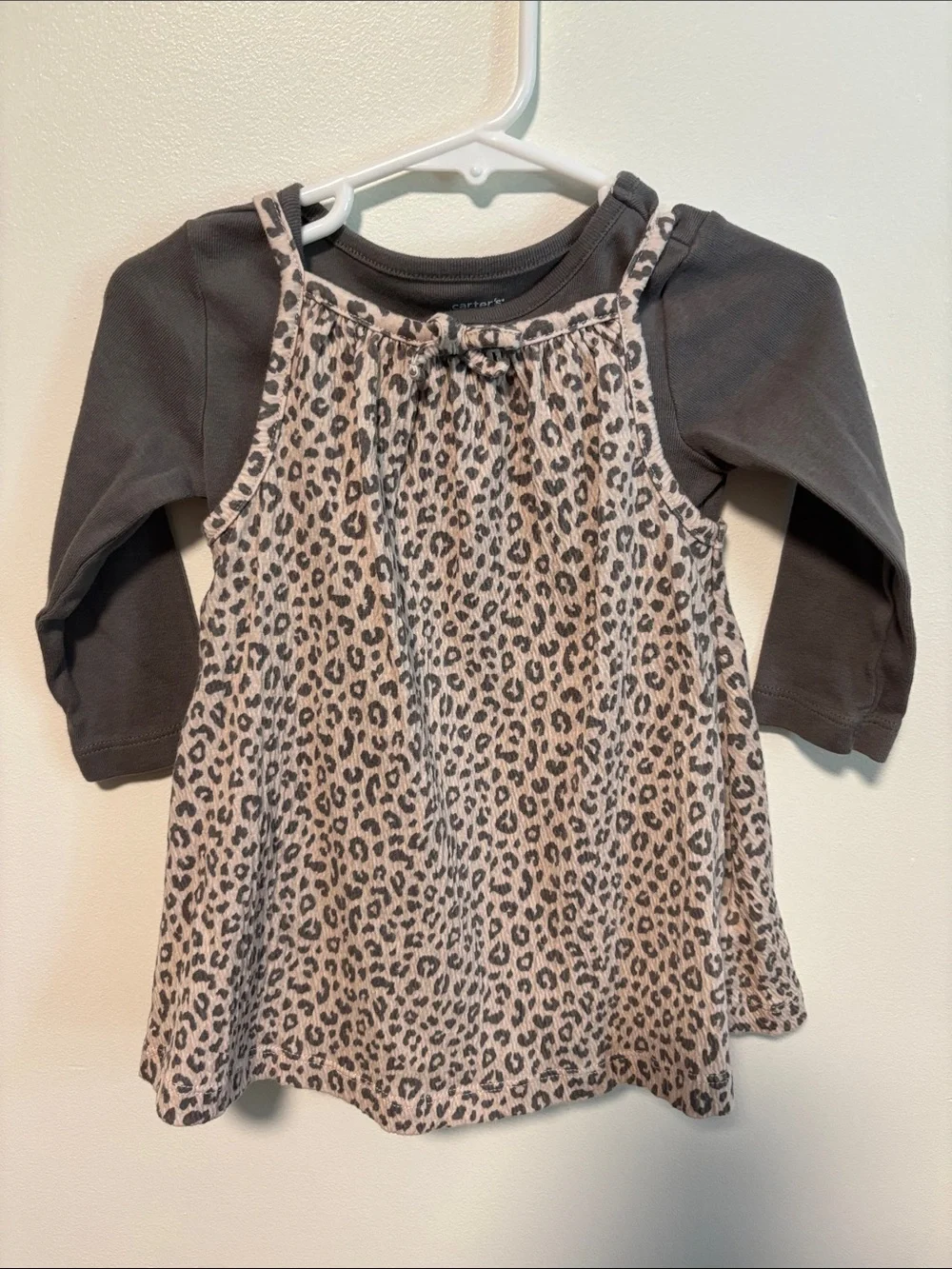 Carter's Layered Leopard Print Tunic Top - Gray & Pink